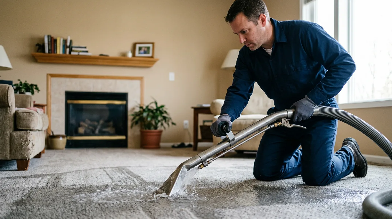 Water damage restoration technician working near Hazleton, IA